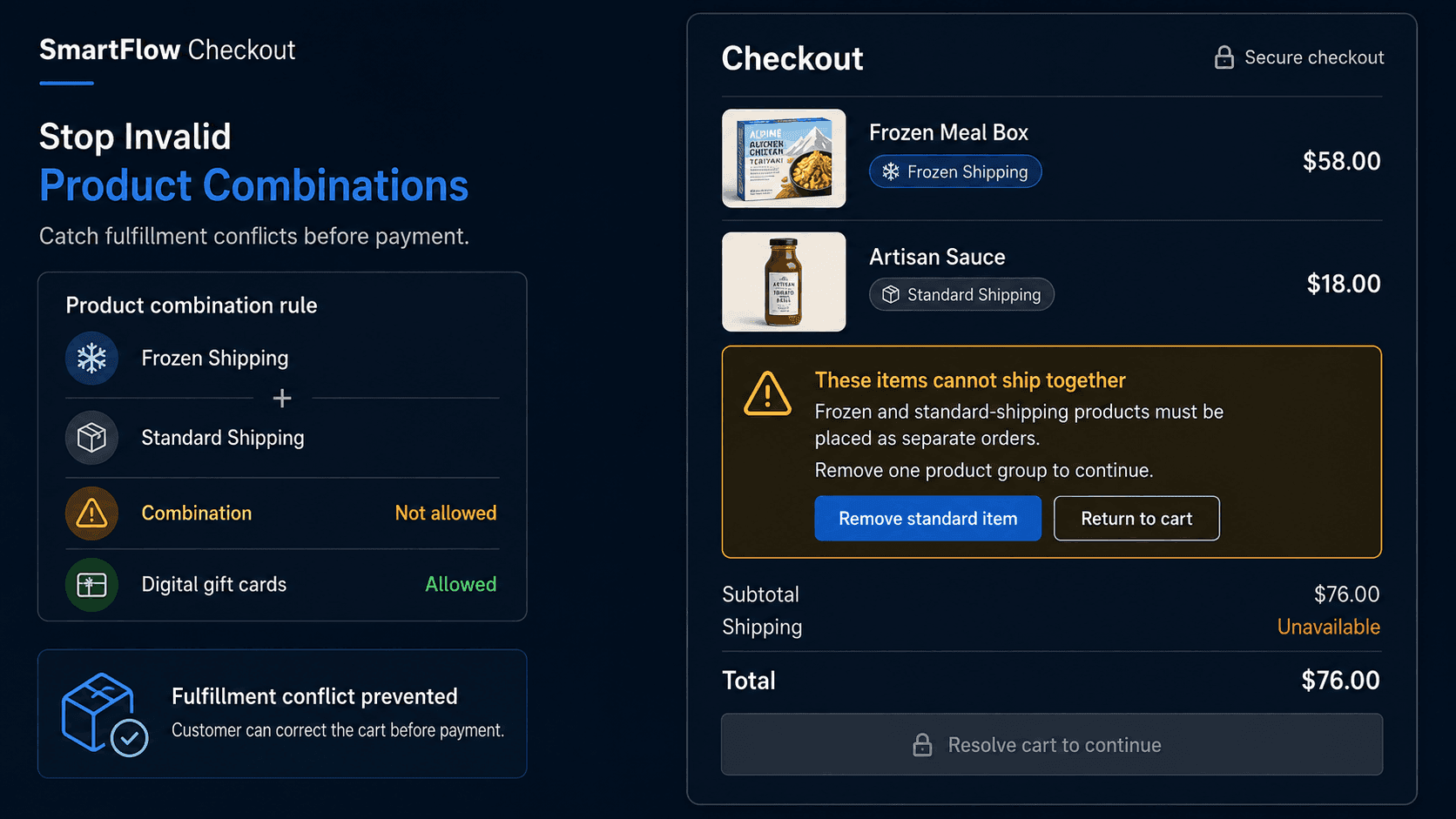 Prevent Customers From Ordering Products That Should Not Ship Together