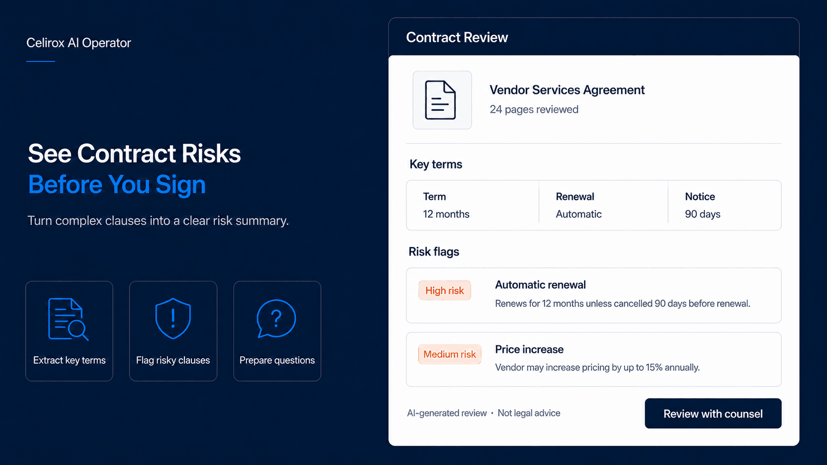 Read the Fine Print: Autonomous Contract Review & Red Flag Detection